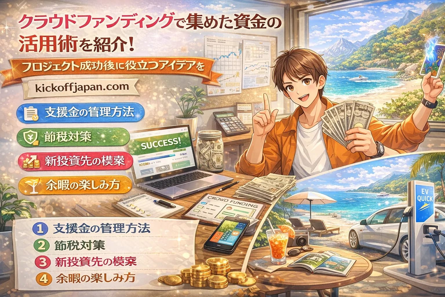 クラウドファンディング成功後のお金の使い方と余暇の楽しみ方